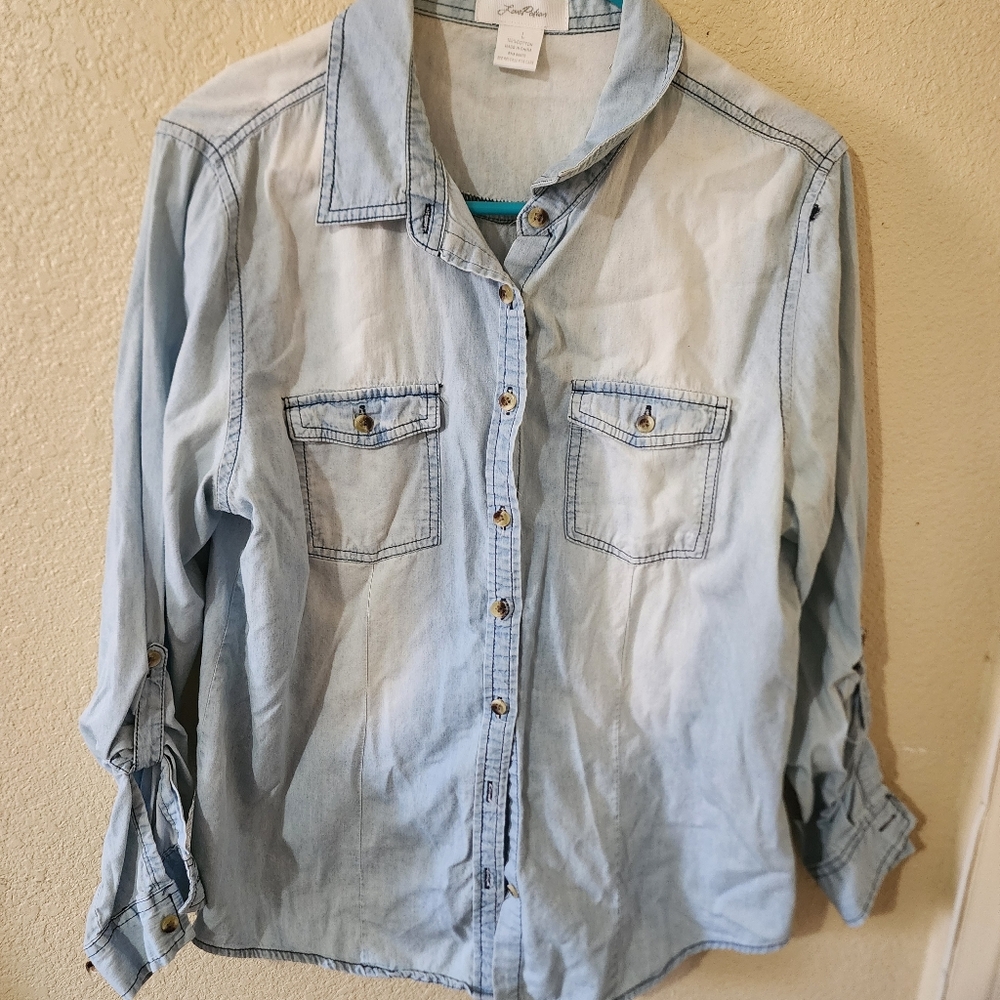 Light Blue Denim Button-Up Shirt